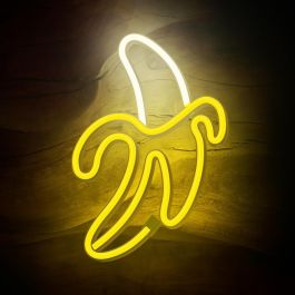 Forever Neón LED Banana Blanco/Amarillo con Pilas AA o USB Decoración para Salón y Espacios Modernos