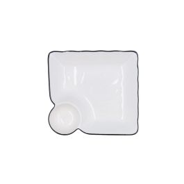 Quid Plato Dipear de Porcelana Gastro Black 19,5x18,5 cm, 12 Unidades. Apto Lavavajillas y Microondas, Resistente