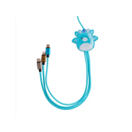 Wondee Cable de Carga 3 en 1 Squishmallows Tatiana 1.2 m - Micro USB, USB-C, Lightning - Carga Rápida y Trenzado