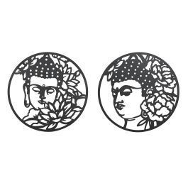 DKD Home Decor Set de 2 Paneles Decorativos de Pared Estilo Oriental con Diseño de Buda en Metal Negro, Medidas 100x100 cm Precio: 87.5000005. SKU: S3043057