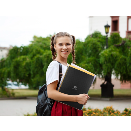 Antartik Cuaderno espiral A4 Micro, tapa forrada, 80 hojas 90 gr, rayado puntos, banda color, negro