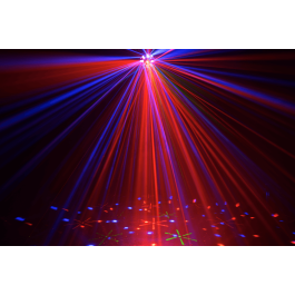 Algamlight Proyector LED Láser Combo 3 en 1: Efecto Derby, Estroboscópico, Láser para Fiesta o Escenario, con DMX y Musical