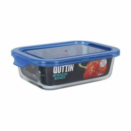 Fiambrera Hermética Quttin Azul Transparente Rectangular 600 ml (6 Unidades)