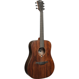 LAG Guitarra Acústica Dreadnought Sauvage - Tapa Sólida Brankowood, Fondo y Aros Eucalipto Ahumado, Acabado Satinado