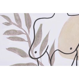 DKD Home Decor Cuadro Mujer Abstracto Estilo Scandi Blanco Beige Lienzo PS 70 x 50 x 3.5 cm (2 Unidades) Hecho a Mano