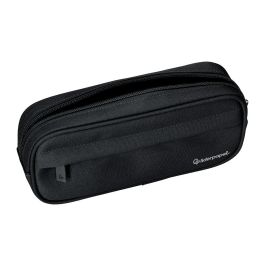 Estuche Portatodo Liderpapel Classic Ovalado 2 Cremalleras Con Bolsillo Delantero 210x90 mm Negro