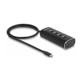 DeLOCK Concentrador USB 4 Puertos USB 3.2 Gen 1 a 10 Gbps con Tipo-C, Cable 60 cm, Interruptor por Puerto, Metal Negro Precio: 54.58999942. SKU: B13JZ8NEG6