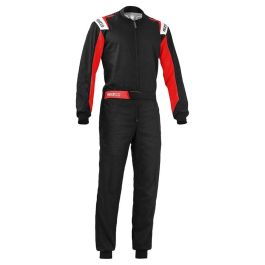 Sparco S002343NRRS0XS Mono de Kart Rookie 2020 Peso Ligero 160/190 gr/m² con Banda Elástica y Forro Perforado Negro-Rojo Talla XS