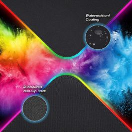 MANHATTAN Alfombrilla de Ratón Gaming XXL RGB LED con Cargador Inalámbrico para Juegos - Negro, Tela