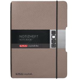 Herlitz Cuaderno de Notas flex A6, 40 hojas, Efecto Piel, FSC Mix, color topo
