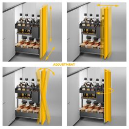 Emuca Carro extraíble con cestas y accesorios Harmony con cierre suave, Módulo ancho 300mm alto 700mm, Acero y Madera, Gris antracita