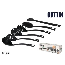 Quttin Set de 6 Utensilios de Cocina de Nylon Negro - Set/Conjunto 6 Piezas para Cocinar (8 Cajas)