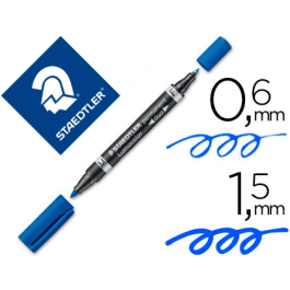 Rotulador Staedtler Lumocolor Permanente Duo 348 Azul Punta Fina 0,6 mm Punta Gruesa 1,5 mm Precio: 22.99. SKU: B1FSDLNKPR