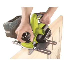 Ryobi Cepilladora 750W - 82 mm de ancho de cepillado, 2 mm profundidad, guía paralela, 12 mm rebaje, 3 ranuras achaflanado, DustTech