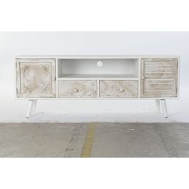 DKD Home Decor Mueble TV Neoclasico Blanco Beige 136x52x40.5 cm