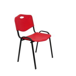 Piqueras y Crespo PACK426IRJ Sillas Confidentes Robledo Pack 4 Asiento y Respaldo Duro PVC Rojo Estructura Negra