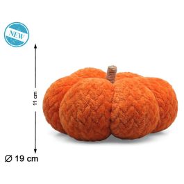 Calabaza Decorativa De Tela Naranja Con Relieve 19x11 cm Para Decoración Otoñal Halloween