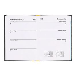 Agenda Encuadernada Liderpapel Corfu A6 2025 Dia Pagina Color Negro Papel 60 gr