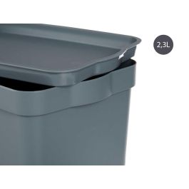 Caja Plastico Con Tapa 2,3L Gris Kipit 13X11CM (24 Unidades) Caja Plastico Con Tapa 2,3L Gris Kipit 13X11CM (24 Unidades)
