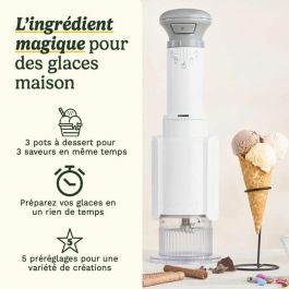 Cuisinart ICEFD10E Heladera para postres helados, sorbetes y yogures - 250W - 3 x 240 ml - Blanca - CUI3030050196603