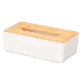 Porta Pañuelos Blanco con Tapa de Bambú 26 cm - Berilo (8 Unidades) Porta Pañuelos Blanco con Tapa de Bambú 26 cm - Berilo (8 Unidades)