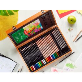 Derwent Estuche de Pintura con Lápices de Colores Academy Madera 35 Piezas