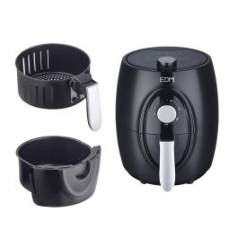 Edm Freidora de aire 3,6L 1400W con cesta, temporizador hasta 60 minutos, temperatura regulable 80-200°C