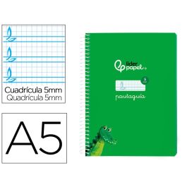 Cuaderno Espiral Liderpapel Din A5 Pautaguia Tapa Blanda 40 H 75 gr Cuadro Pautado 5 mm Color Verde 5 unidades