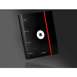 Antartik Carpeta con recambio A4 cuadro 5mm forrada 4 anillas 40mm redondas con solapa color negro