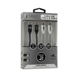 SUBBLIM 2X Premium Cable USB C to USB C Alu Black/Silver SUBBLIM 2X Premium Cable USB C to USB C Alu Black/Silver