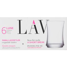 Set de 6 vasos de vidrio Lune 225 cc - Lav (8 Cajas) Set de 6 vasos de vidrio Lune 225 cc - Lav (8 Cajas)