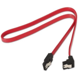 AISENS - CABLE SATA III DATOS 6G DATOS ACODADO CON ANCLAJES, ROJO, 0.5M