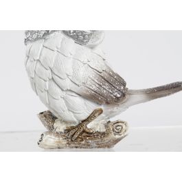 DKD Home Decor Figura Navideña Moderna de Resina Pájaro Blanco Gris, 7 x 12.5 x 13.5 cm (2 Unidades)