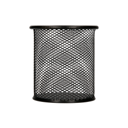 Q-connect Cubilete portalápices Negro Metal Rejilla Redondo Diámetro 86 mm Alto 105 mm