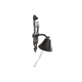 DKD Home Decor Campana de Hierro Colado con Cuerda para Terraza y Jardín Marrón Oscuro, Pack de 2 Unidades, 15x24x14 cm
