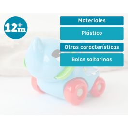 KioKids Elefante de Arrastre Azul con Sonajero para Bebés +12 Meses - Juguete de Plástico que Mejora Coordinación y Aprendizaje