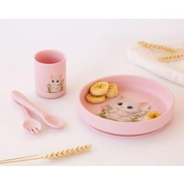 KioKids Set Vajilla Rosa de Silicona con Ventosa para Bebé, 4 Piezas, Plato Tenedor Cuchara y Vaso, Colección Lovely Friends, Edad +6 Meses Precio: 20.9500005. SKU: B1AL5YKH94