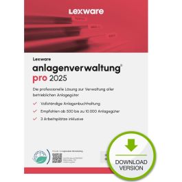 Lexware Anlagenverwaltung Pro 2025 - Licencia 1 Dispositivo Descarga Digital (ESD) Precio: 428.49999951. SKU: B1386DE9ED