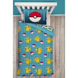 Pokemon Juego de Cama Reversible Pikachu Laser Microfibra 1 Funda Nórdica 140 x 200 cm + 1 Funda de Almohada 63 x 63 cm