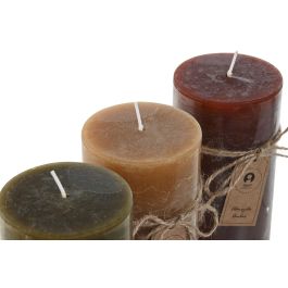 DKD Home Decor Vela de Cera Básicos, Colores Mostaza, Verde y Burdeos Surtidos, 450gr, 80h Duración, 6.5x15cm, Pack 12 Unidades