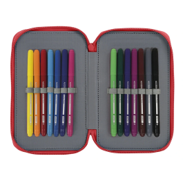 Plumier Doble Real Sporting de Gijón Rojo 12.5 x 19.5 x 4 cm (28 piezas)