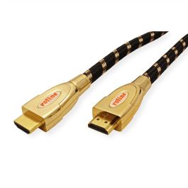 ROLINE 11.04.5690 Cable HDMI UHD 1m, HDMI 2.0, 18 Gbit/s, 4K UHD 3840 x 2160, Negro y Oro