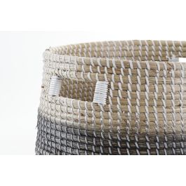 DKD Home Decor Cestas de Almacenamiento Balines de Seagrass Natural y Gris | Set de 3 Cestas Decorativas para el Hogar 43x39x43 cm