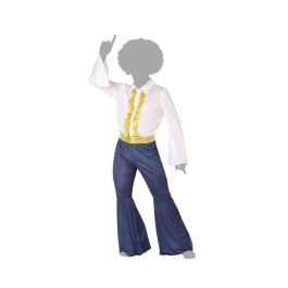 Disfraz de Fiesta Disco Años 70 Hombre Adulto XL - Camisa Blanca con Detalles Dorados, Pantalón Efecto Vaquero Campana y Cinturón Dorado Disfraz de Fiesta Disco Años 70 Hombre Adulto XL - Camisa Blanca con Detalles Dorados, Pantalón Efecto Vaquero Campana y Cinturón Dorado