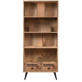 DKD Home Decor Estantería Alpino con 2 Cajones y 3 Estanterías, Madera de Mango y Metal, Marrón Oscuro/Negro, 100x40x180 cm