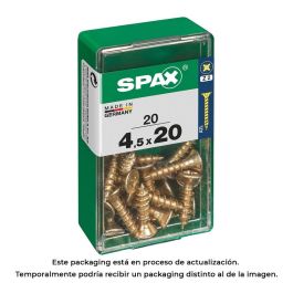 Spax 4081020450201 Tornillo Madera Universal Cabeza Plana Rosca Completa 4,5x20mm Yellox 4CUT Z2 Cruz Caja 20 Unidades