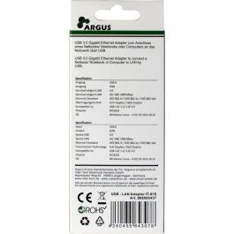 Inter-Tech ARGUS IT-810 Adaptador USB3.0 a RJ45 Gigabit Lan 1000 MBit/s Negro