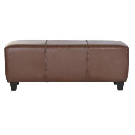 DKD Home Decor Descalzadora Marron Piel y Teca 41 x 46 x 120 cm
