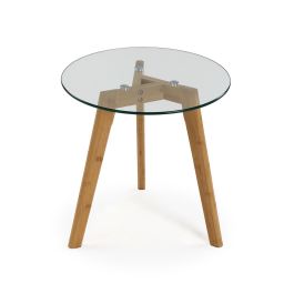 Mesa de Café Nanga Versa 45x45 cm - Bambú y Cristal Templado Mesa de Café Nanga Versa 45x45 cm - Bambú y Cristal Templado