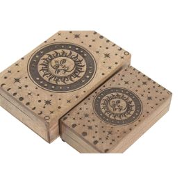 DKD Home Decor Joyero Marron Mango Astros 18 x 9 x 25.5 cm Set de 2